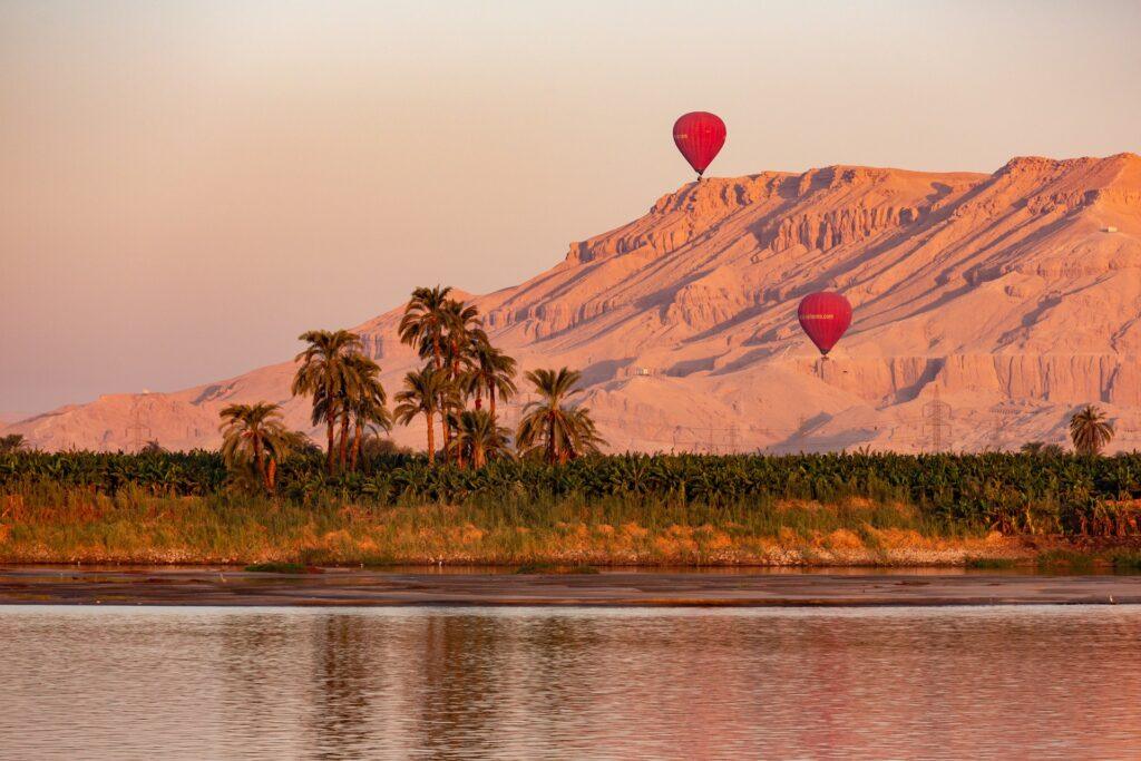 Balloon tours from Luxor over the Nile River. Egypt