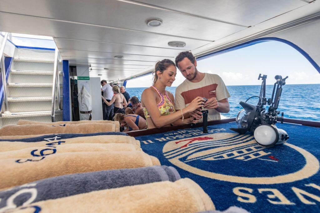 Dive deck and camera table. Maldives Aggressor